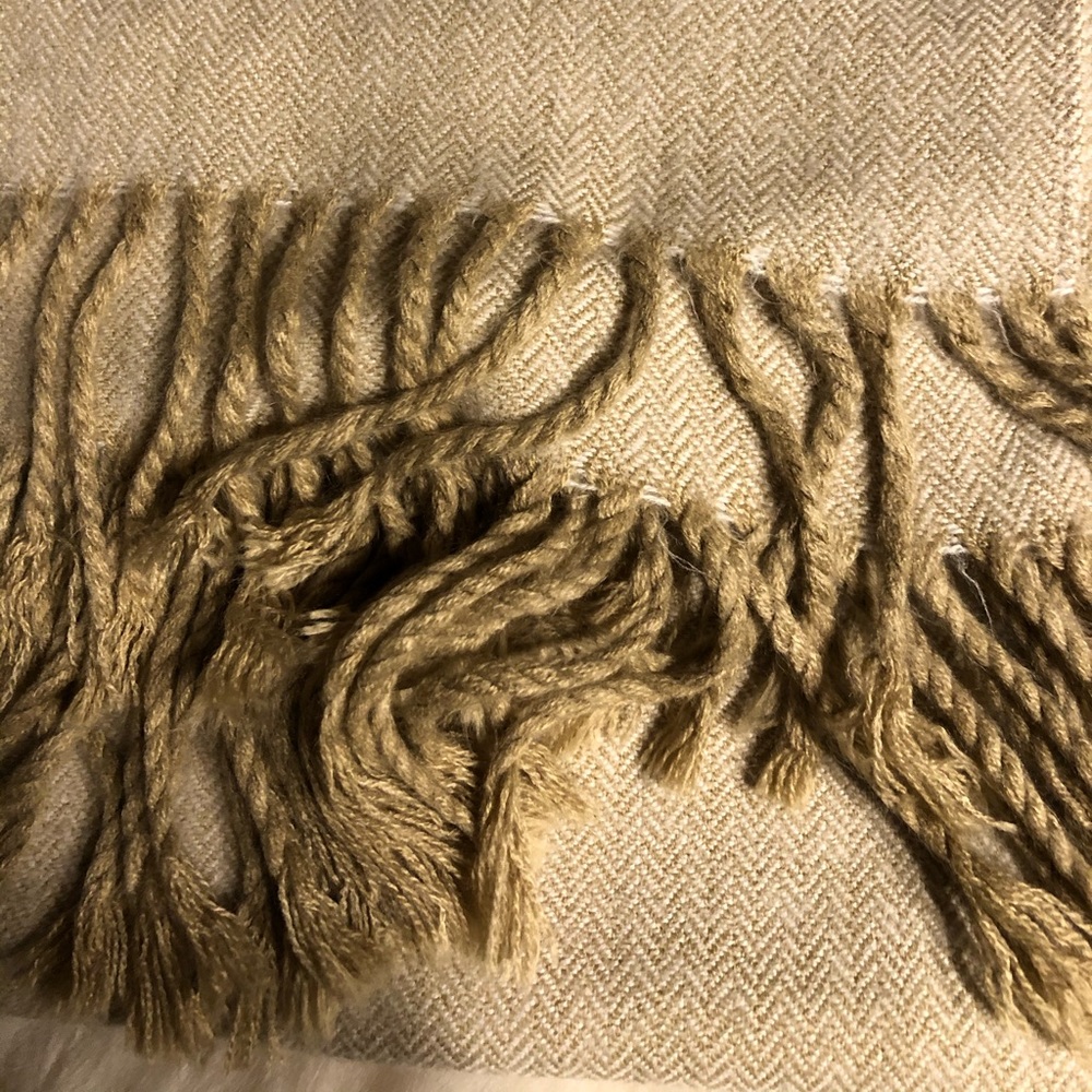 Soft Tan and Cream Neutral Herringbone Scarf